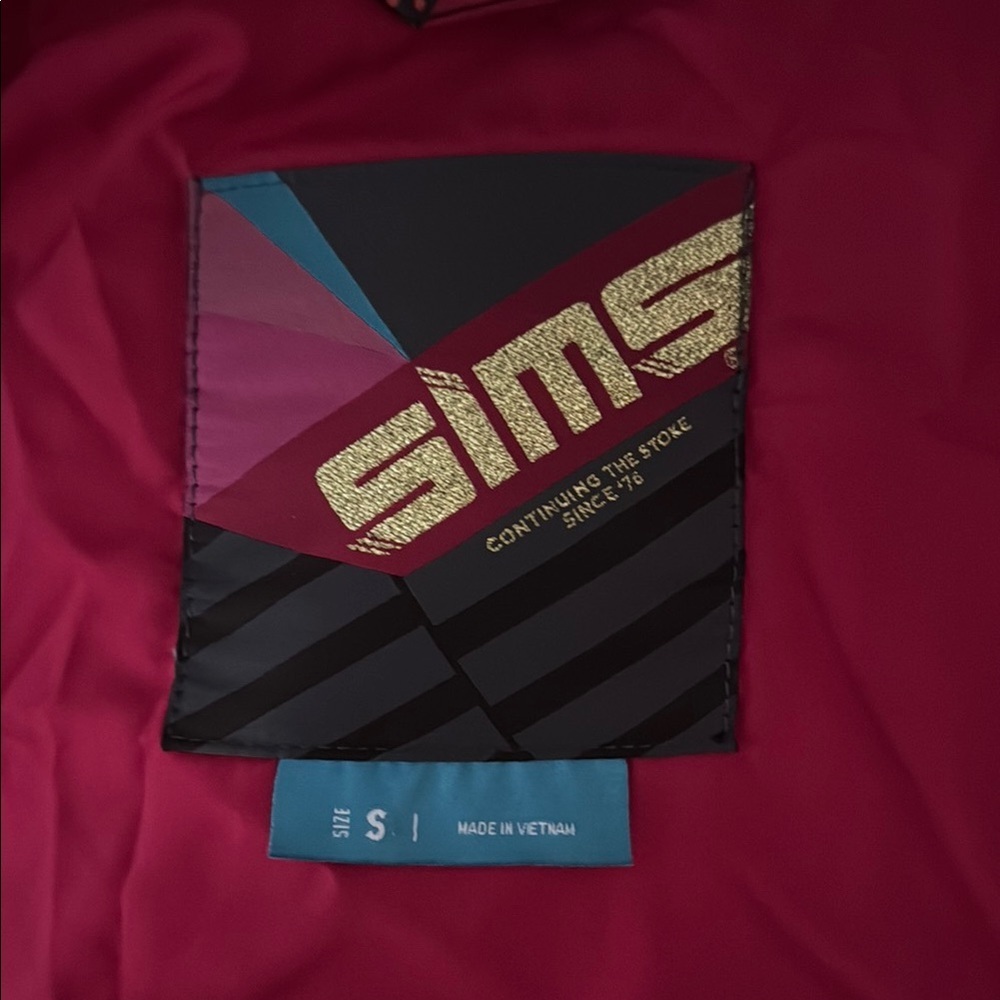 Simms Red Black Ski Jacket Geometric Insulated Hooded - Picture 15 of 16